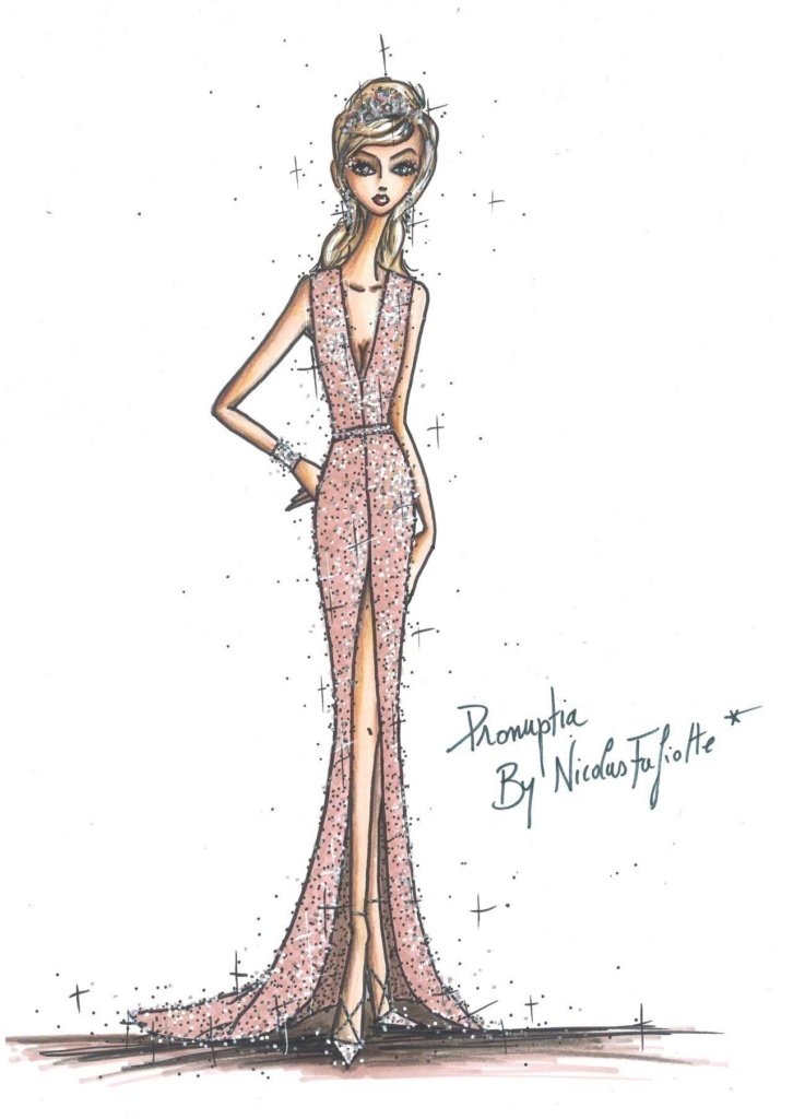 Croquis robe Miss France 2022 Pronuptia by Nicolas Fafiotte